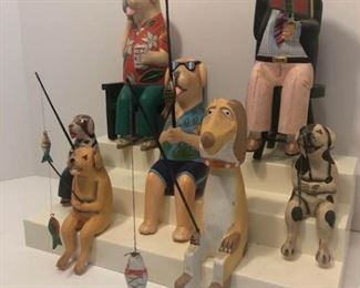 Wooden Dogs Fishing