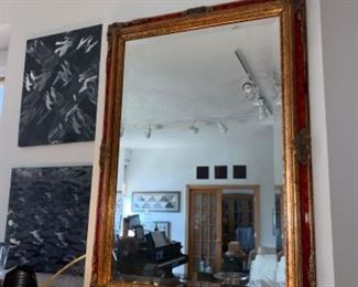 Vintage large mirror solid wood gilded frame