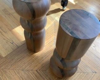 This wood tables / pedestals are not on location at 600 S Dearborn. Please, make an appointment to see or you can purchase it through our marketplace sale on-line named "While in lock down Still' or call 312-203-0342 Irena