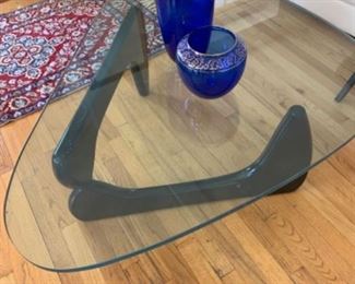 Kidney bean shape mid-century glass coffee table