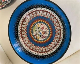Vintage Kutahya Turkey Pottery Plate Handcrafted, Handpainted Hanging Wall Decor Art