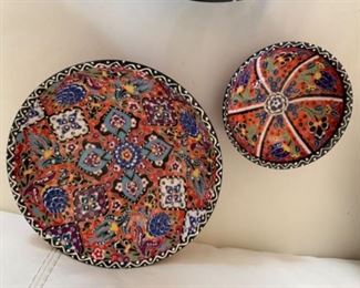 Vintage Kutahya Turkey Pottery Plate Handcrafted, Handpainted Hanging Wall Decor Art