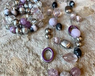 Costume Jewelry; Triple stack purple beaded bracelet with coordinating necklace. $20