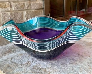 Artisan glass bowl by David Hershey.  16W x 7” T. $60