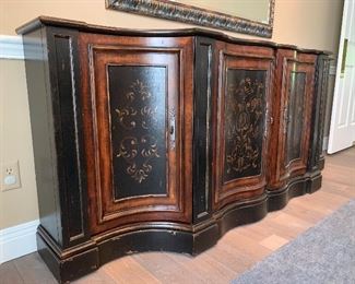 BEAUTIFUL hand-painted bow-front side board. Bill of sale $1300 yours for $650  36”H x 87”W x 18”D