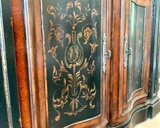 Close-up of detail on side board