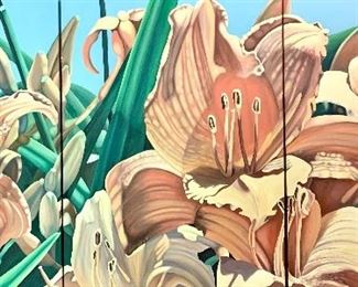 Large format Lily triptych original by Judith Moore. Each panel measures 48”H x 34” W - $900