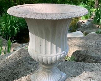Lightweight cement planter urn with drain in the bottom. $28 16” diameter 19” H 