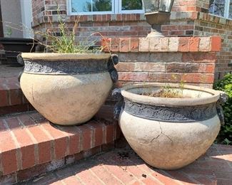 Tuscan Style Resin Planters -  $30 pair 