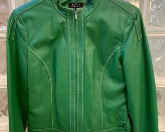 Green genuine leather jacket from David Miester.... size 10...excellent condition.....$50