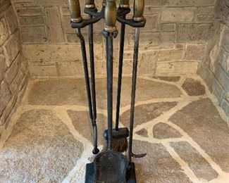 Hearth tools. Set #1. Black with matte brass handles. $30. 