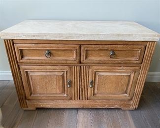 Drexel Heritage bedside table. Natural stone top, country french design. Excellent condition. 44 L by 20 D by 30 H $550.00
