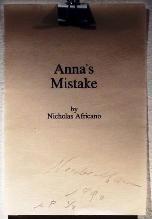Nicolas Africano ,AF42+ , (3 objects) Anna's
Mistake, Eight-Page Portfolio, 1990 9.0 x 6.0 " 
