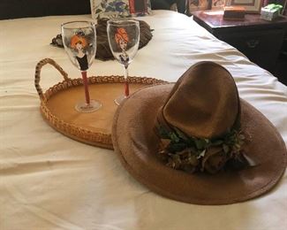 Still here? Hat and wine glasses
