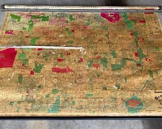 Lot 147A  Make Offer.  Antique DuPage County Map - This is a very old map of DuPage County and some of Western Cook County - it opens and closes like a window shade screen.  Obviously it's been well used.  There are coordinates on the top and on the back so you can find street names - very interesting look at all of DuPage!  Check out more indepth photos next.
