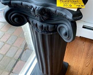 Lot 25. $50.  (we have two of these for sale, but priced individually).  Black Metal Pedestal for Plants or Art Display 30.5” H and 12” W. So many possibilities! 
