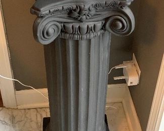Lot 43.  $50.  Matching metal pedestal for displaying a plant or sculpture 30"tall and 12" wide - matches Lot 25 if you need two.  Great shape, heavier than you'd think.
