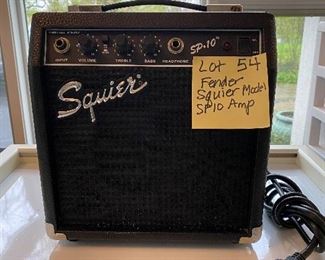 Lot 54.  $150.00   Squier by Fender SP10 Amp for a Fender Squier Strat  Electric Guitar and case.