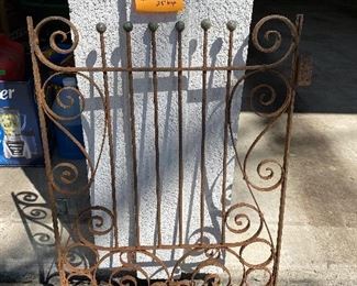 Lot 69.   $295.  Antique Victorian Wrought Iron Bank Teller Cage Window.  Restored these puppies can sell for $1200 or more.  In this condition, this would look fab in your garden as a trellis, or in the home as a part of your decor. Measures 28" tall by 18" wide.