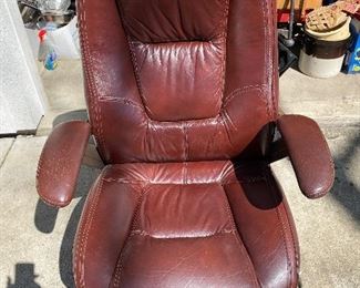 Lot 71  $85. Brownish Red Leather High-Backed Office Chair by Lane