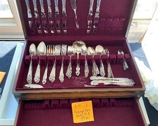 Lot 78.  $125.00 Set of Prestige Silver Plated Service for 8 plus fancy storage box.   88 pieces. 
