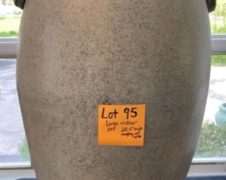 Lot 95.  $65   Large (28.5 in.) and very heavy Pottery Floor Vase.  Would look stunning with tall dried grasses or florals