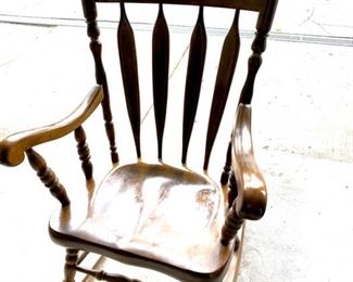 Lot 112.  $25.  Vintage Wooden Rocking Chair with Painted Accents.  