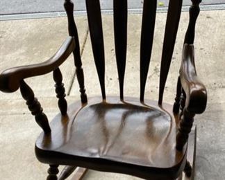 Lot 112.  $25.  Vintage Wooden Rocking Chair with Painted Accents.  