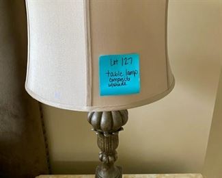 Lot 127. $35. Table Lamp, composite material,  with shade