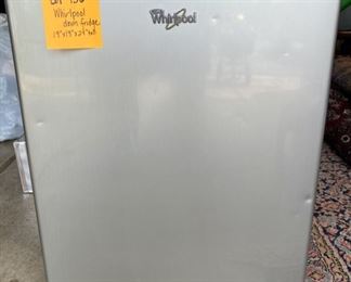 Lot 136. $45. Whirlpool personal refrigerator. Measures 19"x19"x24"tall.  It would be great for an extra quarantine drinks fridge. 