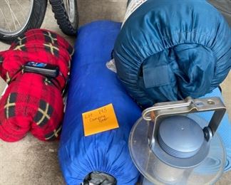 Lot 143. $60. Camping Gear!  Who else is ready for camping!  Includes: Sleeping pad, sleeping bag, car charging electric blanket, a tent, and a lantern! Let's go! 
