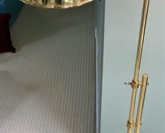 Lot 156A.  $50. Brass Shell Shade Floor Lamp.  This lamp is shiny and fantastic!  Brass is coming back, this would look add instant character to any room!  