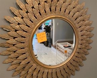 Lot 163.  $75.  Really cool sunburst mirror! 36" diameter.  Check out the next photo for the fun details! 