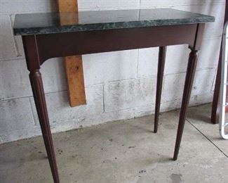 "Bombay Company" small/narrow marble top console table. 27"w X 12"d X 52"h. PRICE: $75.00