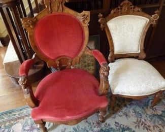 Pair of Renaissance parlor chairs