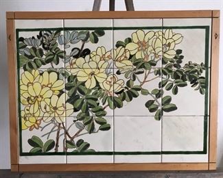 Custom Painted Floral Tile Picture