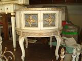 Vintage 1950's circular end tables. Mirror top