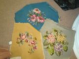 Needle point pieces ready for framing