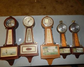 #5 $95 - Lot of (5) Banjo Clocks - Naval, Brown, and (3) Plantation Clocks 