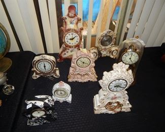 #6 $95 - Lot of (8) Clocks - (6) French Style Clocks, Marble Mantle Clock, and Pendulum Clock under Glass Dome