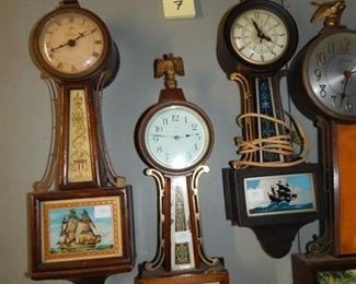 #7 $150 - Lot of (6) Banjo Clocks - Ship, Plantation, Ship, and (3) Plantation clocks