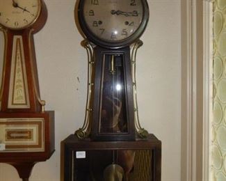 #8 $150 - Lot of (6) Clocks - Regulator, (2) Seth Thomas, Walnut with Eagle Finial, Light House Sessions, Sessions