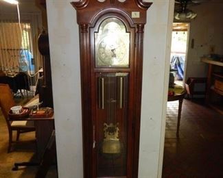 #9 $175 - Howard Miller Grandfather Clock 6' 6" Tall Needs Cleaning (Bring Help to Move)