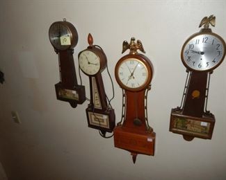 #10 $100 - Lot of (4) Banjo Clocks - Sessions Plantation, Seth Thomas, United, Sessions Washington Silhouette