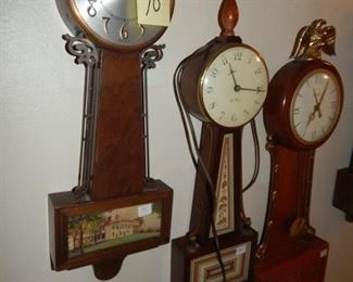 #10 $100 - Lot of (4) Banjo Clocks - Sessions Plantation, Seth Thomas, United, Sessions Washington Silhouette