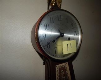 #11 $100 - Lot of (5) Banjo Clocks - Ingraham, Empty Case with Wood Marquetry, Seth Thomas Floral Eagle, Sessions Electric Ships, and Seth Thomas