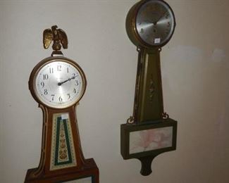 #13 $100 - Lot of (4) Banjo Clocks - Seth Thomas Ship, Seth Thomas, Carriage, and Gilbert Floral