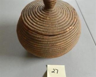 #27 $100 - Native American Basket - 7" by 6" with Lid 