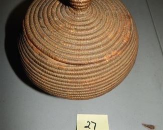 #27 $100 - Native American Basket - 7" by 6" with Lid 