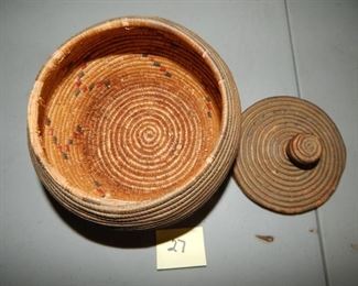 #27 $100 - Native American Basket - 7" by 6" with Lid 